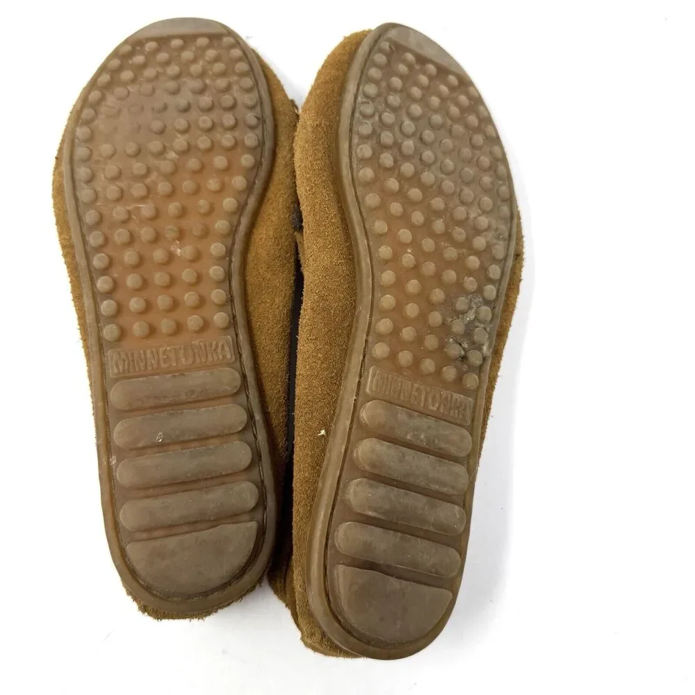 Minnetonka Brown Suede Leather Kiltie Moccasins - Picture 3 of 4